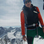 Philip beim Hosentest. Im Hintergrund der Bachfallenkopf (3176m)