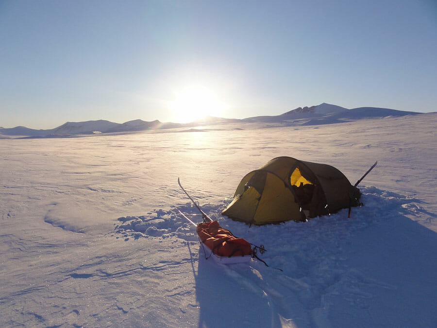 Zelten im schwedischen Winter
