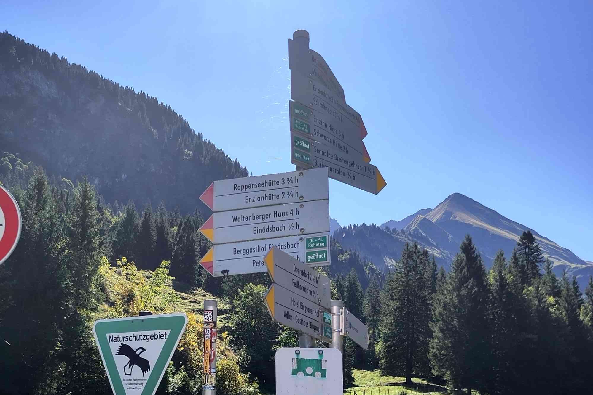 Wegweiser zur Rappenseehütte